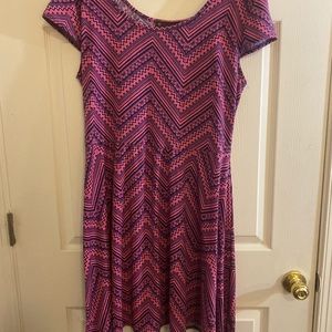 Pink and navy chevron dress